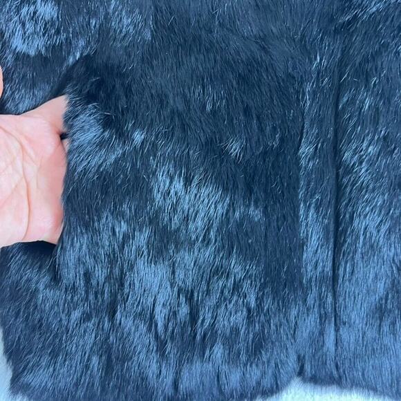 Niki Jacket Girls 7 Black Genuine Rabbit Fur Zip Up Mock Neck - Picture 6 of 13